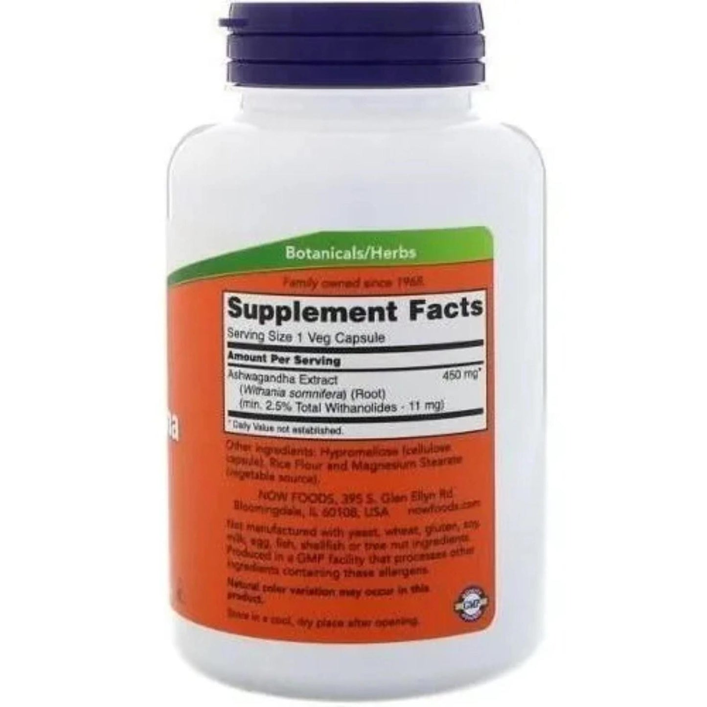 Ashwagandha 450 mg – 180 Cápsulas Vegetarianas | Now Foods