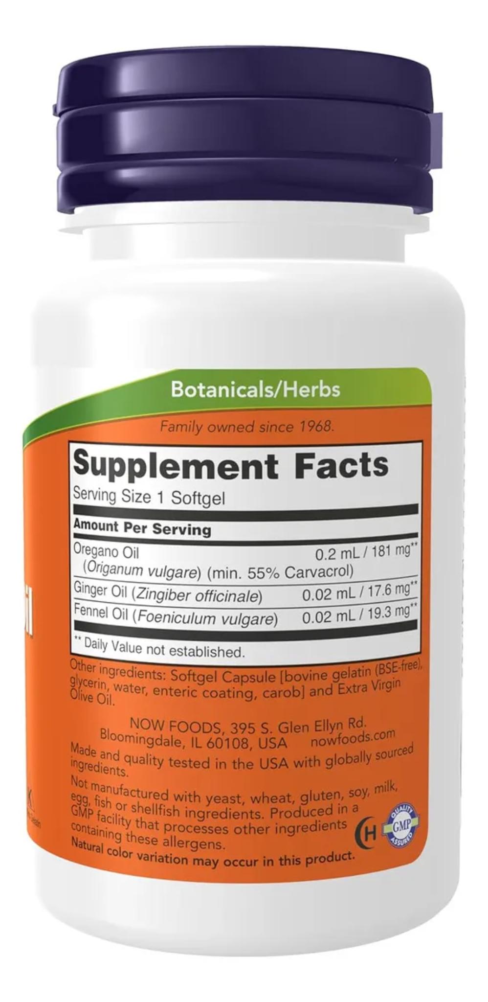 Aceite de Orégano en Cápsulas – 90 Cápsulas Blandas | Now Foods
