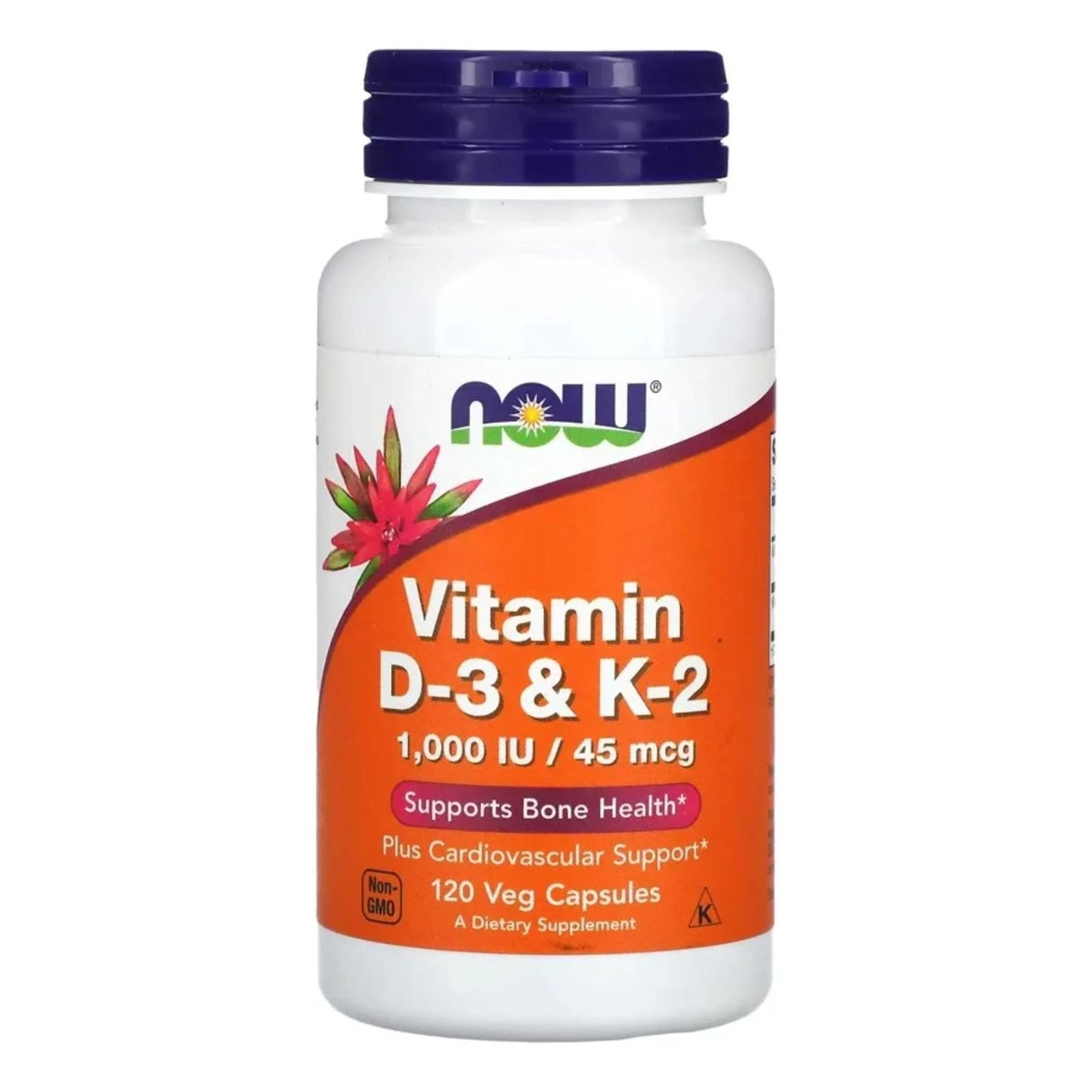 NOW Vitamin D-3 & K-2 1000 IU / 45 mcg – 120 Cápsulas Vegetales