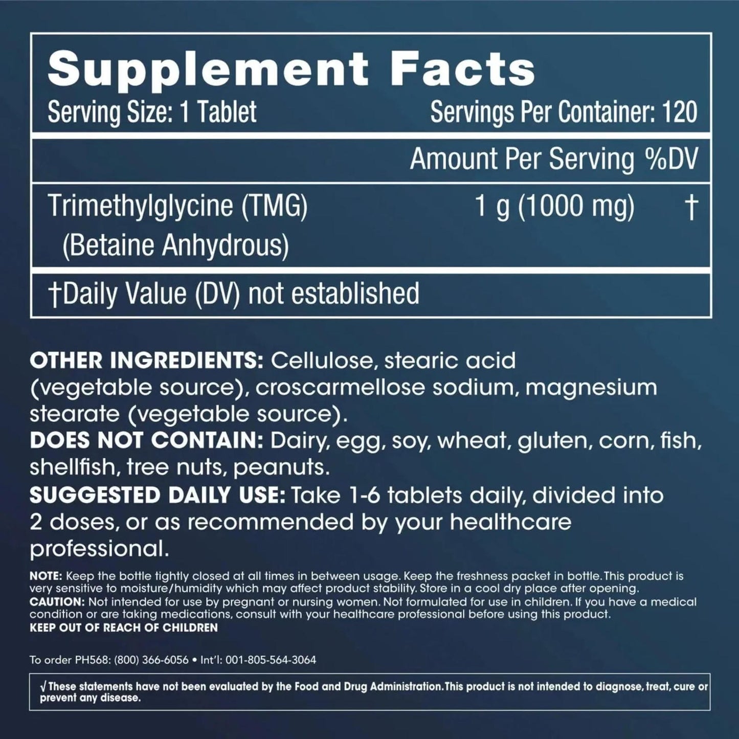 Prohealth TMG Pro 1000mg 120 tabletas – Trimetilglicina de alta pureza
