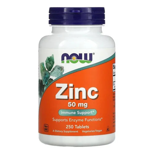 Zinc 50 mg – Now Foods – 250 tabletas | Refuerzo esencial para tus defensas