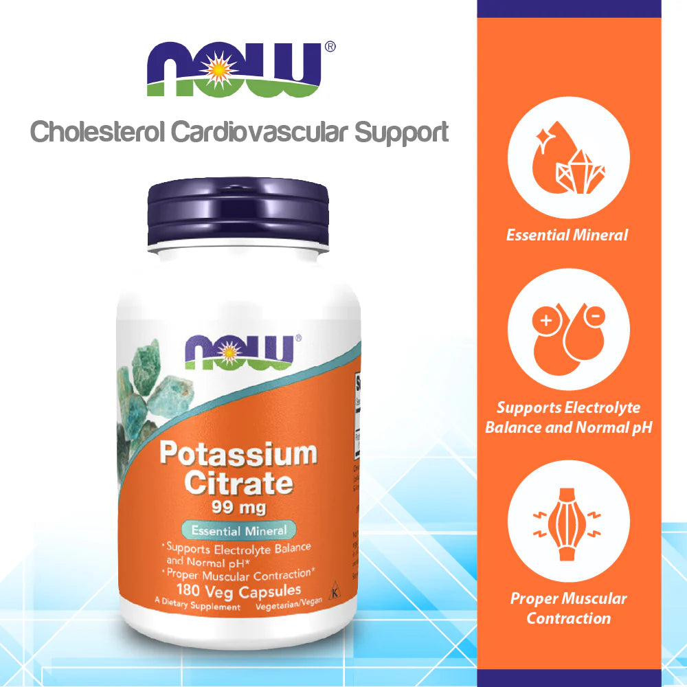 Citrato de Potasio 99 mg – 180 Cápsulas | Now Foods